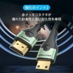 【AGJ】ｺｯﾄﾝ編み超薄型HDMI-C Male to HDMI-A Maleｹｰﾌﾞﾙ 8K ｸﾞﾘｰﾝ ｱﾙﾐﾆｳﾑ合金ﾀｲﾌﾟ HDCP対応 / VENTION
