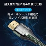 【AGK】ｺｯﾄﾝ編み超薄型HDMI-D Male to HDMI-A Maleｹｰﾌﾞﾙ 8K ｸﾞﾘｰﾝ ｱﾙﾐﾆｳﾑ合金ﾀｲﾌﾟ HDCP対応 / VENTION