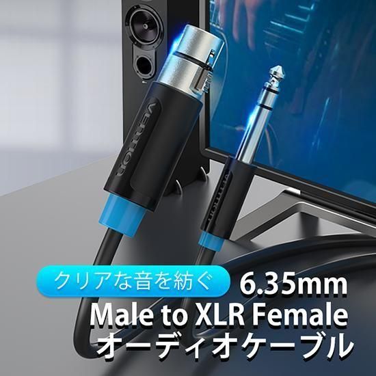 【BBE】6.35mm Male to XLR Female オーディオケーブル Black / VENTION