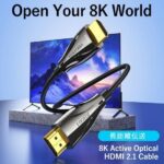 【ALB】オプティカルHDMI2.1 Male to Male HDケーブル 8K対応 Black 亜鉛合金タイプ HDCP対応 / VENTION
